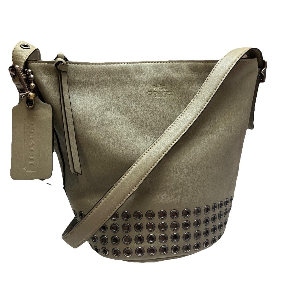 COACH Vintage Bleecker Bag Crossbody Grommet Mini Duffel Leather Green 32386